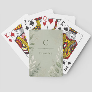 Personliga Salvia Gröna Monogram Lekkort Casinokort