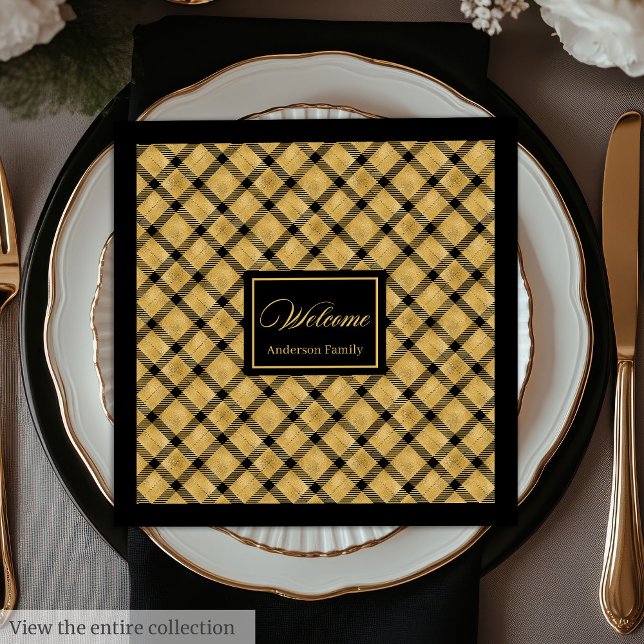 Personliga servetter Svart Guld Elegant Födelsedag (Personalized Napkins Black Gold Elegant Birthday Style)