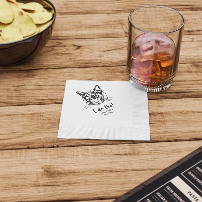 Personliga Sittande Husdjur Porträtt Cocktail Serv Pappersservett (These custom napkins are a must-have for any special wedding occasion.)