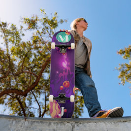 Personliga skateboard med planeter i rymden
