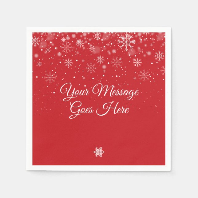 Personliga Snöflingor God Jul Pappersservett (Framsidan)
