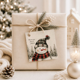 Personliga Snömannen Plaid Julpresentkort Gåvor Etiketter