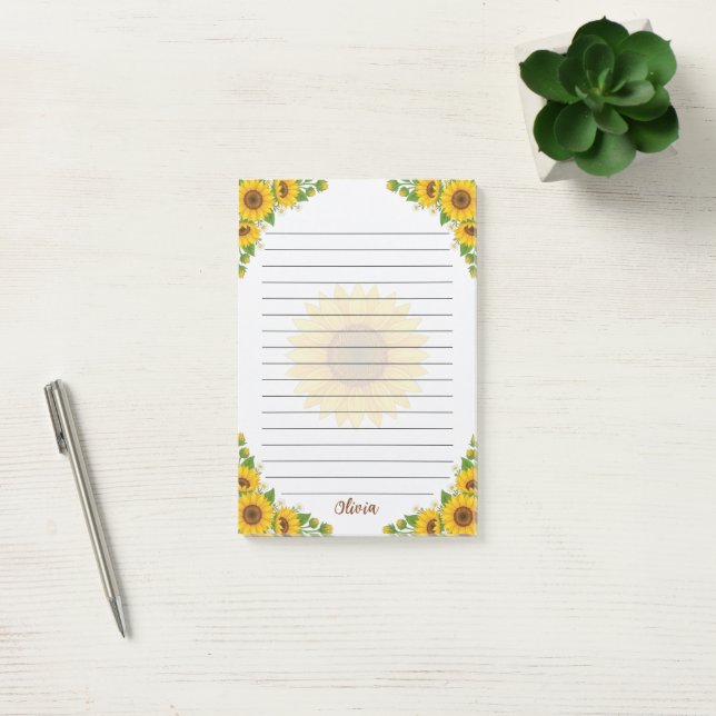 Personliga solfjäderfodrade anteckningar Blommig Post-it Block (Kontor)
