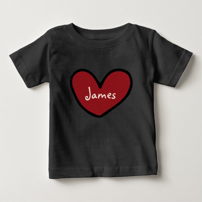 Personliga söta hjärtmönstrade babypresenter t shirt (Framsida)