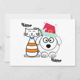 Personliga söta katt- och hundvänner  julkort