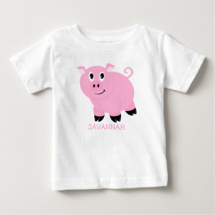 Personliga söta små rosa gris tjejer tee shirt
