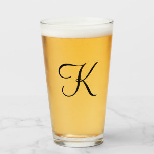 Personliga svarta dricksglas med monogram i script glaskopp