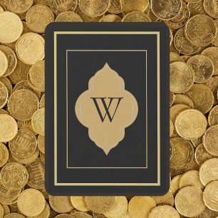 Personliga svarta guldspelekort med initial casinokort