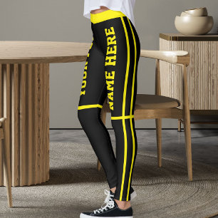 Personliga svarta klargula randiga husdjursnamn leggings