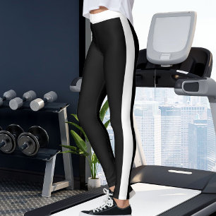 Personliga svarta och vita randiga specialdesignad leggings
