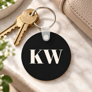 Personliga svarta versaler med monogram i fetstil nyckelring