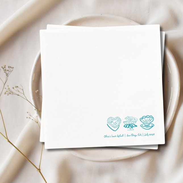 Personliga Teal Sista doppet Möhippe servetter (Personalized Last Splash Bachelorette Decor Napkin)