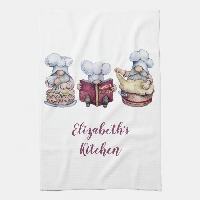 Personliga Tomtar Bakning Matlagning Söt Whimsical Kökshandduk (Vertikal)