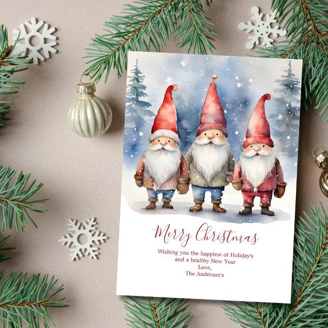 Personliga Tomtenissar God Jul Kort (Gnomes Merry Christmas Card Digital and Printed)