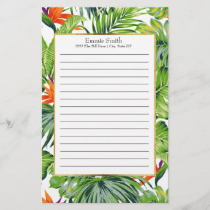 Personliga tropiska blad Orange blommor Brevpapper