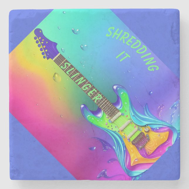 Personliga underlägg, Neon Gitarr, Boho  Stenunderlägg (Framsidan)