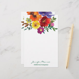 Personliga vårvattenfärgblommor brevpapper