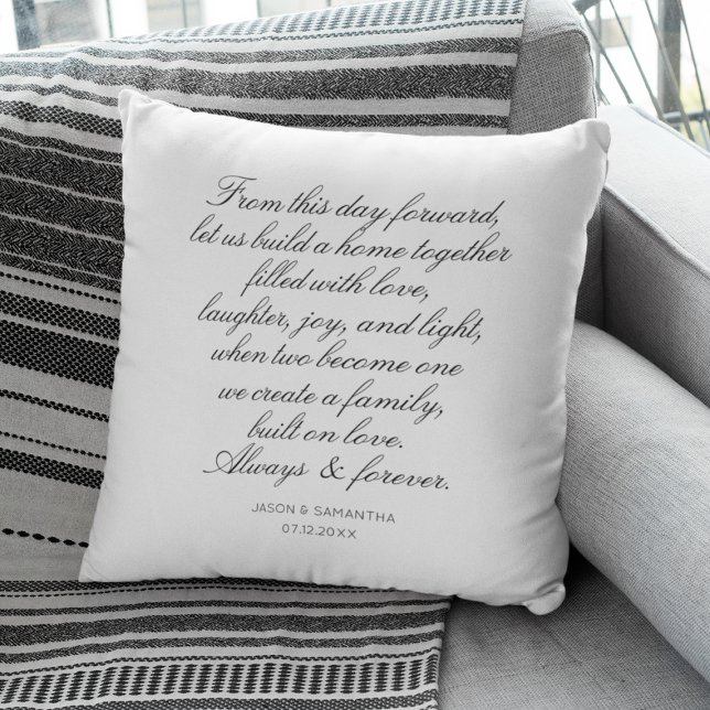 Personliga vigselord för nygifta i kalligrafi kudde (Wedding Vows Personalized Calligraphy Newlyweds Throw Pillow
)