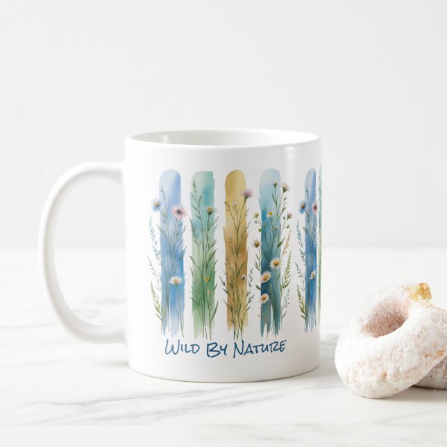 Personliga vilda blommor penseldrag blågrön  kaffemugg (Med munk)