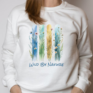 Personliga vilda blommor penseldrag blågrön t shirt