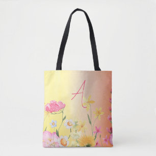 Personliga vilda blommor Rosa och gula färgglada Tygkasse