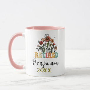 Personliga vildblommor pensionering, blomsterpensi mugg