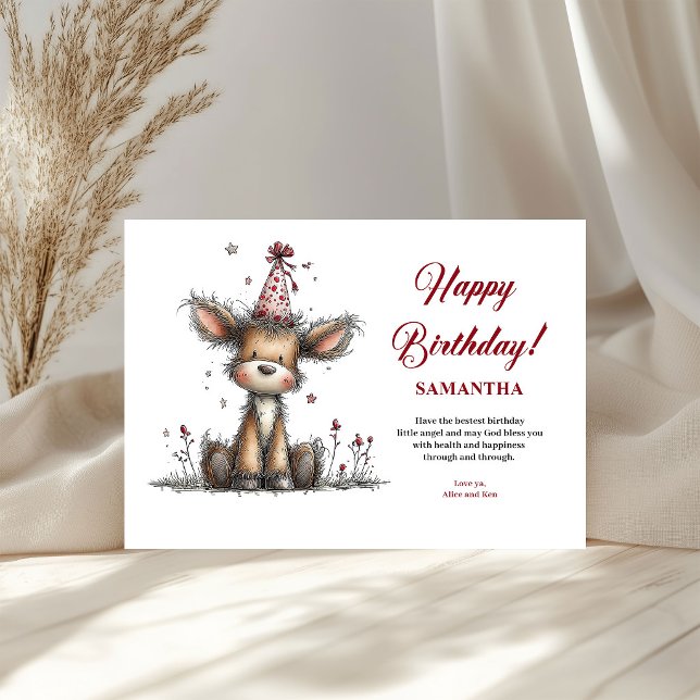 Personliga vykort till barn - Fantasifulla djur (Whimsical Animals Personalized kids greeting card)