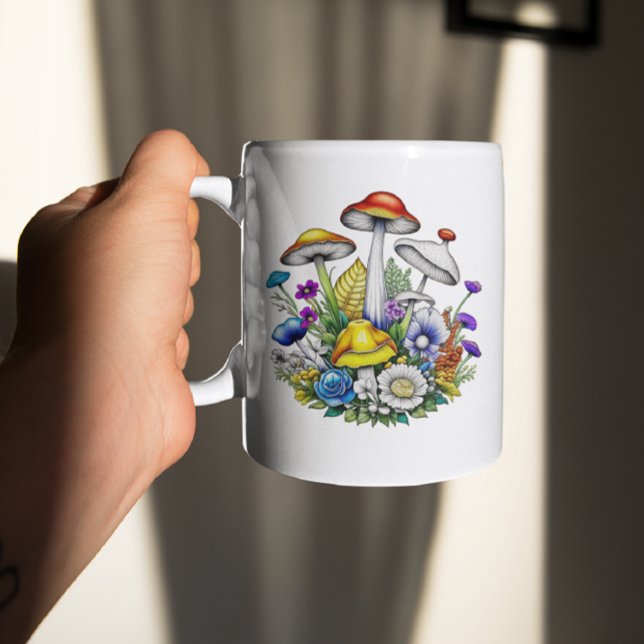 Personliga Whimsical Magiska Svampar Blommor Kaffemugg (Skapare uppladdad)