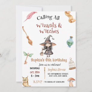 Personliga Witches Hallowee Castle Wizardry Birthd Inbjudningar