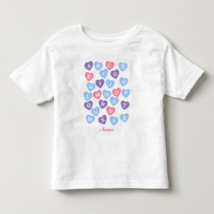 PersonligABCs skjorta, alfabetskjorta, hjärtor T-shirt