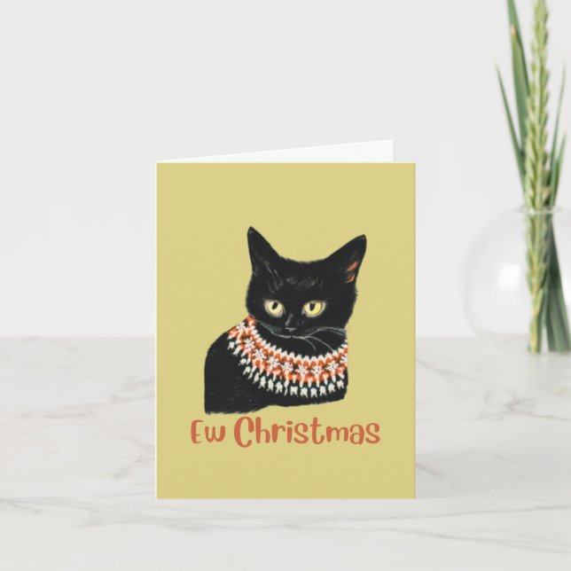 Personligad Ew jul Rolig Svart Katt anti Helgkort (Framsida)