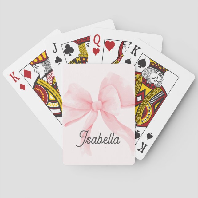 Personligad flicka rosa rosett casinokort (Baksidan)