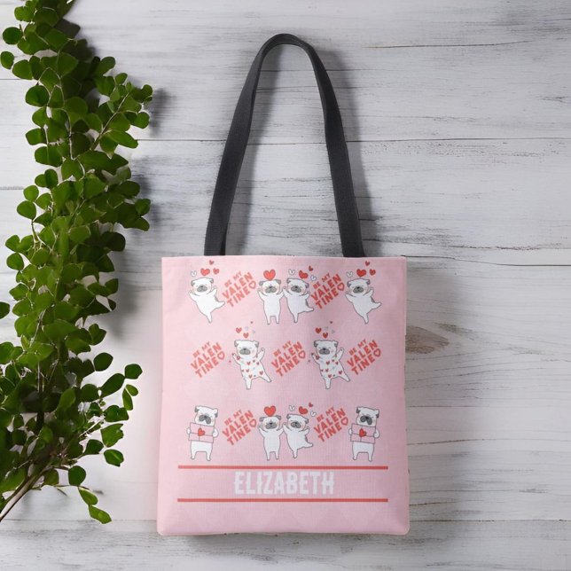 Personligad Namn Söt Hund Tote Väska För Hundälska (Cute Dog Tote Bag With Personalized Name)