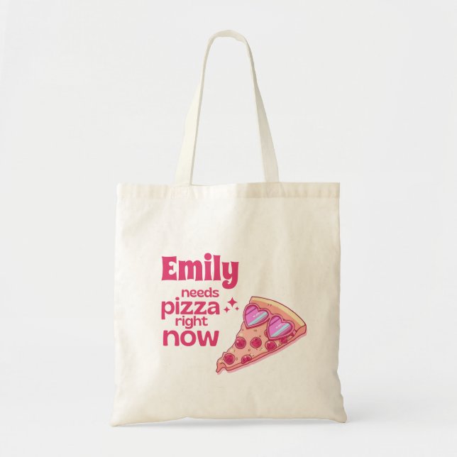 Personligad rolig pizza kärlekspresent stor shoppi tygkasse (Framsidan)