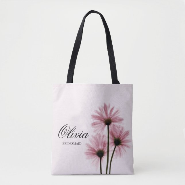 Personligad rosa blomsterbrudnästasche tygkasse (Framsida)