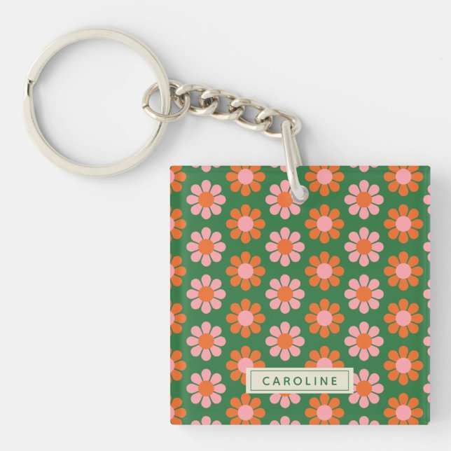 Personligad Söt Färgrik Retro Blommig Grön Rosa (Framsidan)