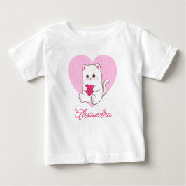 Personligad Söt Kawaii Rosa Hjärtat Katt Namn T Shirt