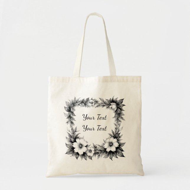 Personligad stor blomsterbukett ram Totebag Tygkasse (Framsidan)
