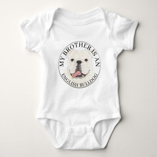 Personligad vit engelsk bulldog hund t shirt (Framsida)