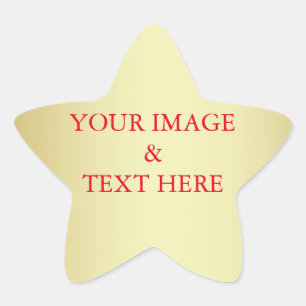 Personliganpassningsbar ditt egna foto- & textguld stjärnformat klistermärke