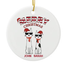 Personligat Cool Cat Randig God Jul