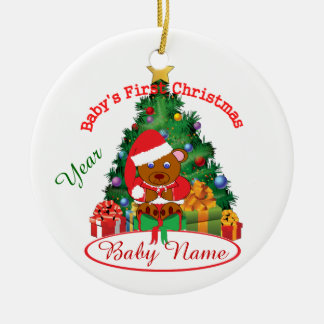 Personligbaby första prydnad för jul julgransprydnad keramik