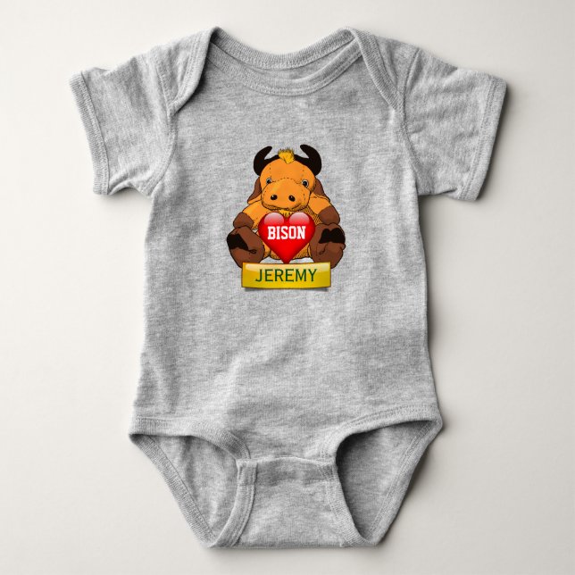 PersonligbabyBison med hjärta Tröja (Framsida)