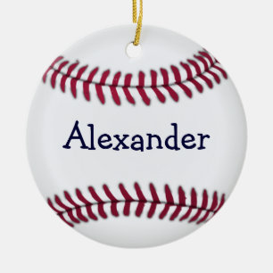 Personligbaseball med rött sy julgransprydnad keramik