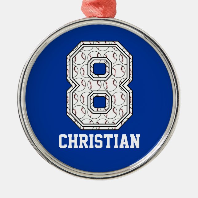 Personligbaseball numrerar 8 julgransprydnad metall (Framsidan)