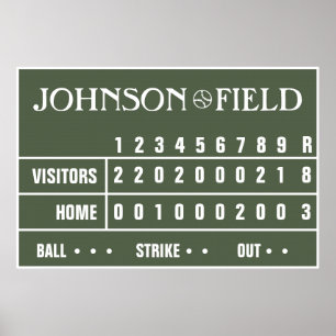 Personligbaseballfunktionskort -36" x 24", poster