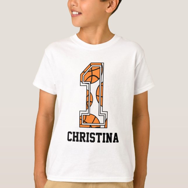 Personligbasket numrerar 1 tee shirt (Framsida)