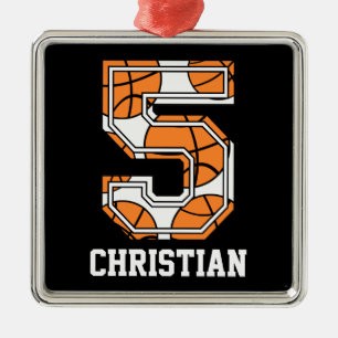 Personligbasket numrerar 5 julgransprydnad metall