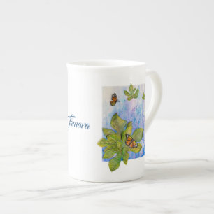 Personligbenporslinmugg med fjärilar benporslin mugg