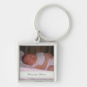 Personligbildminnessak Keychain Fyrkantig Silverfärgad Nyckelring